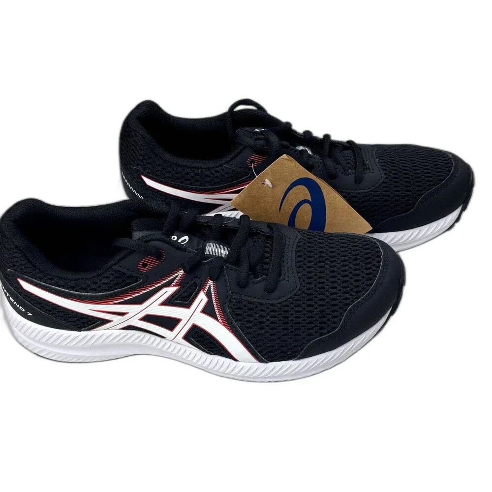 NIB Asics Contend 7 Sz 8 Women's /Sz 6.5 Youth Tech Black/Red Sneakers